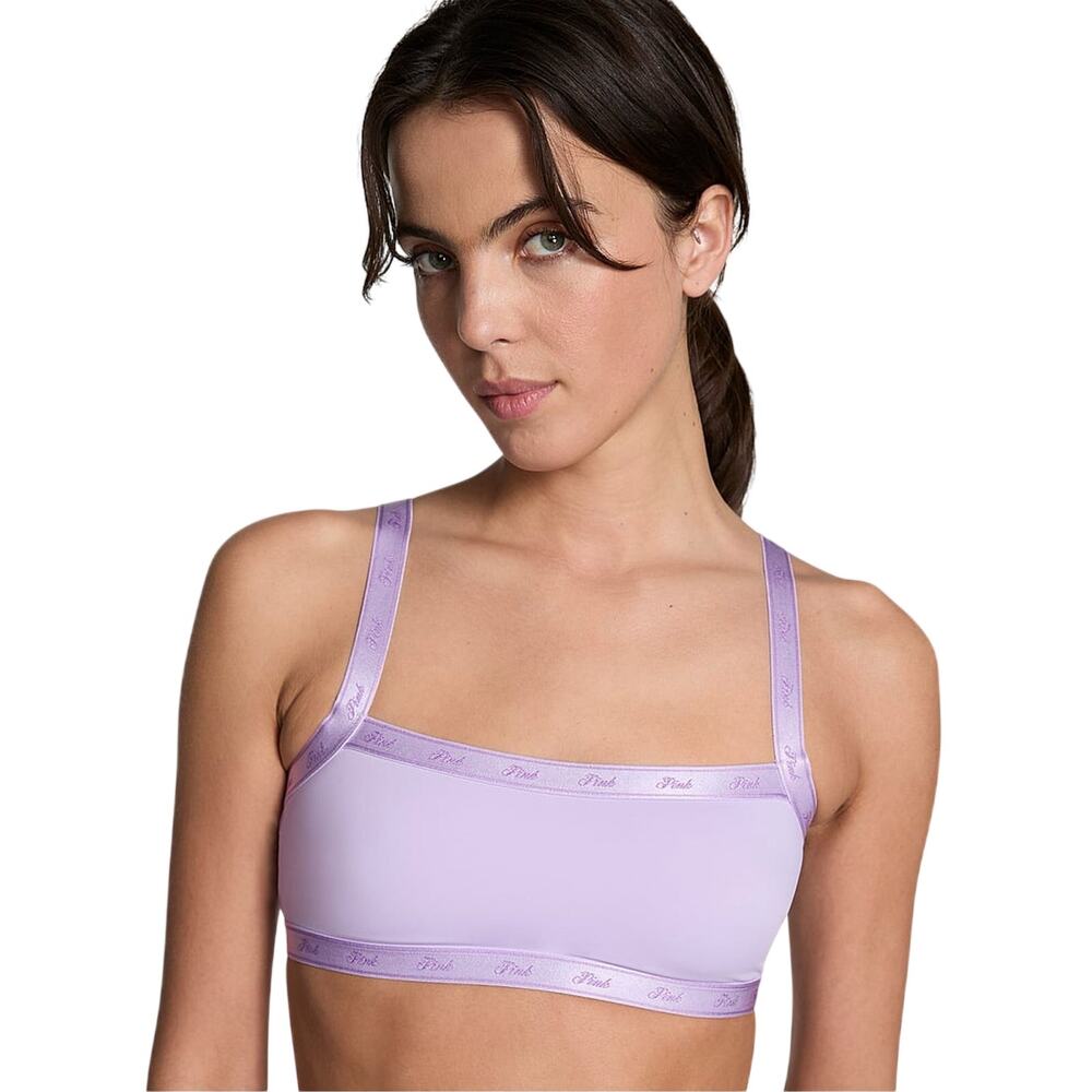 Victoria’s Secret pink Purple Pastel Lilac Soft Stretch Logo Scoop Bralette XXL